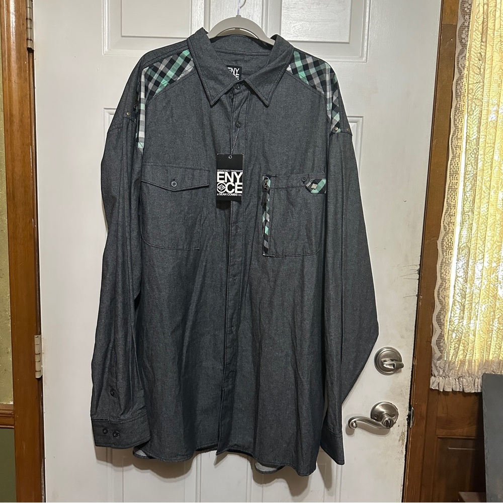 Men's Clothing Long Sleeve Dark‎ Gray/Green/Black/White Enyce 5X New